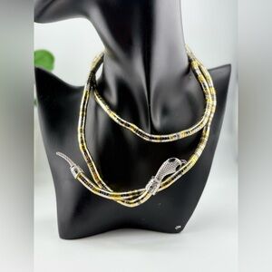 🐍 Silver & Gold Snake Wrap Necklace – Flexible Multi-Way Statement Jewelry